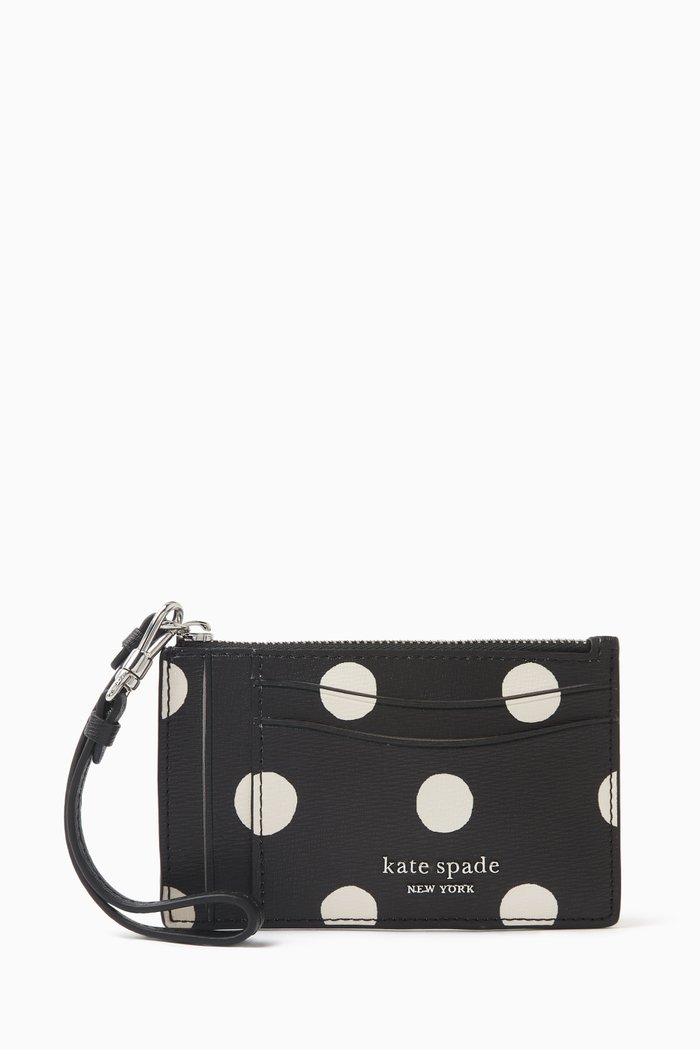 

Morgan Sunshine Wristlet Card Holder in Faux Leather, Black