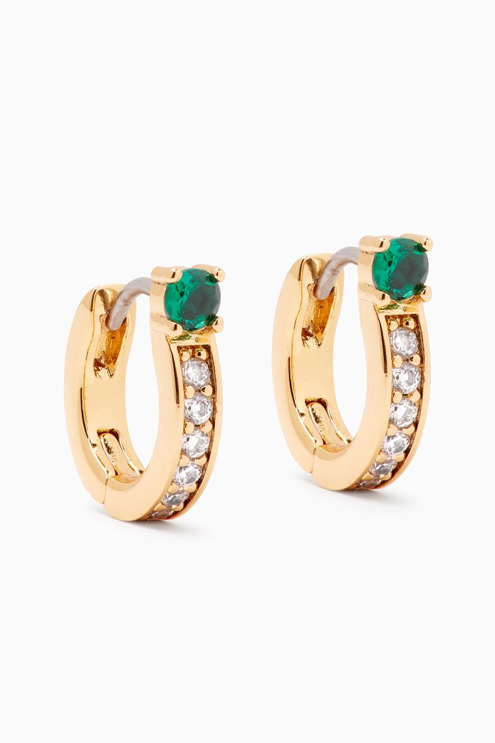 Precious Delights Huggie Earrings, Green