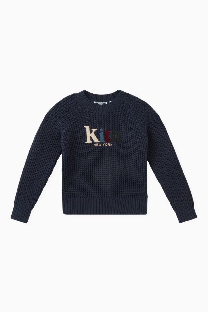 

Serif Logo Sweater in Cotton-blend Knit, Blue