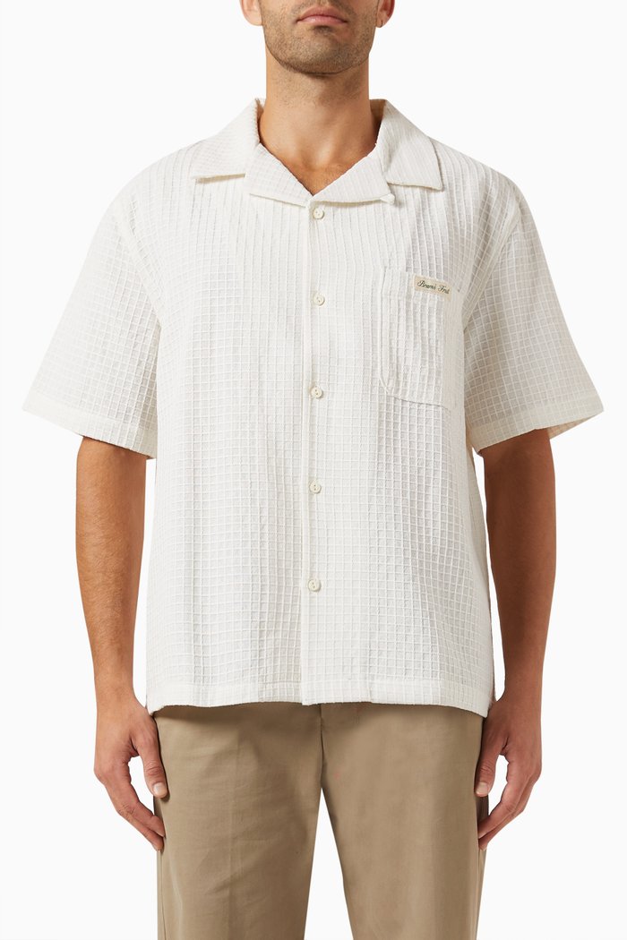 

Textured Camp Collar Shirt in Fruit Fabric, Neutral