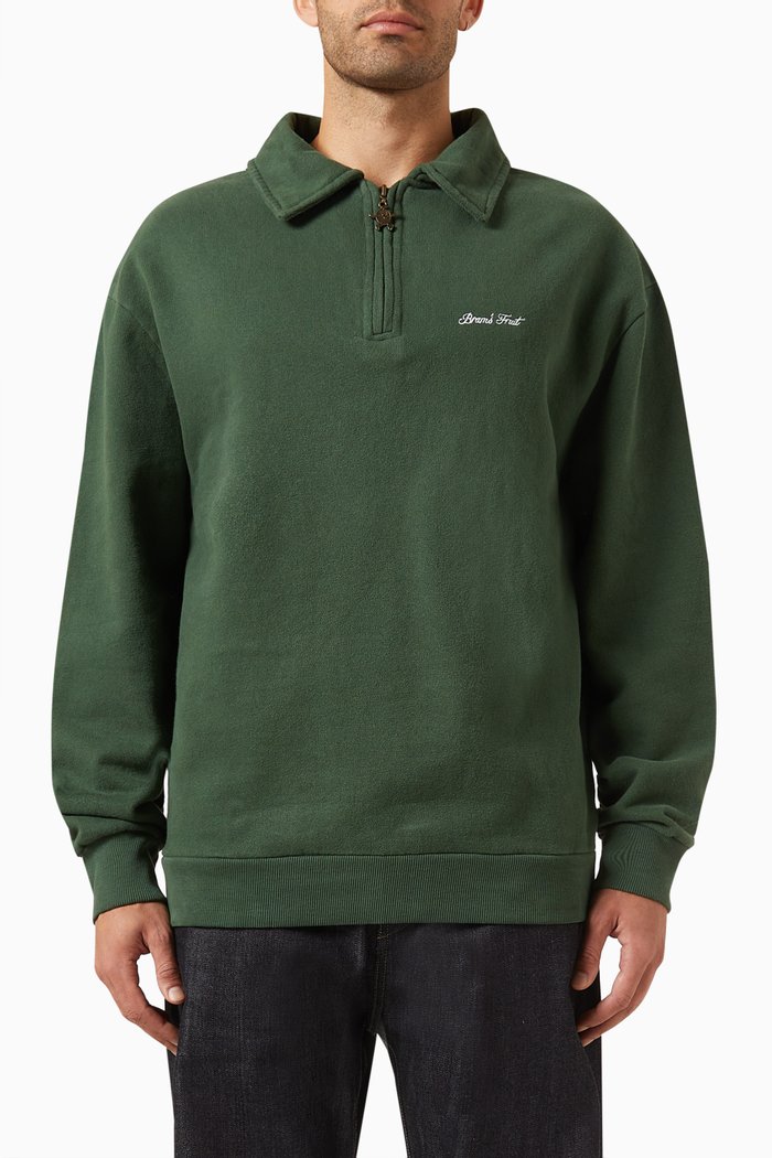 

Logo Polo Sweater in Cotton, Green