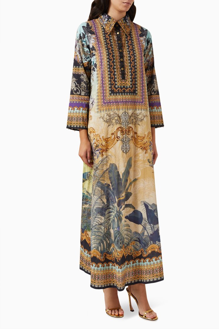 

Printed Shirt Dress in Cotton, Multicolour