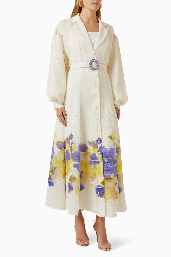 

Printed Shirt Maxi Dress in Rayon-blend, Purple