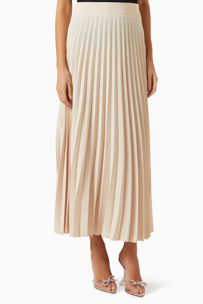 

Pleated Midi Skirt, Neutral