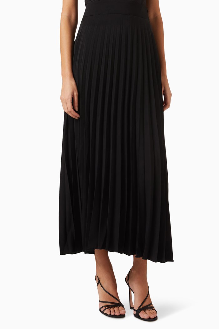 

Pleated Midi Skirt, Black