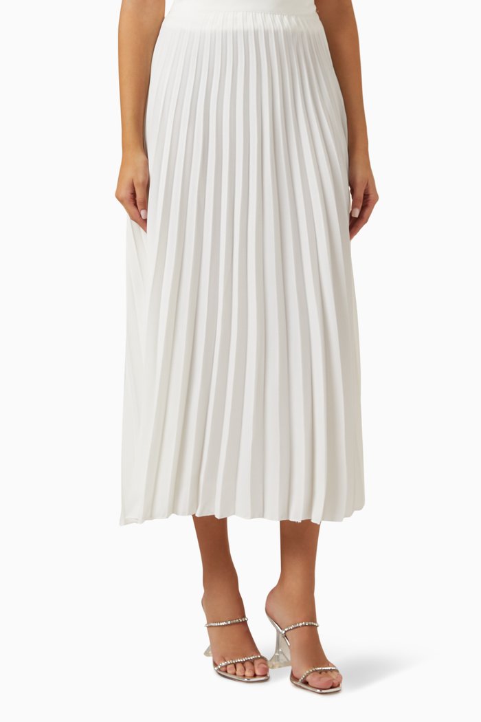 

Pleated Midi Skirt, White