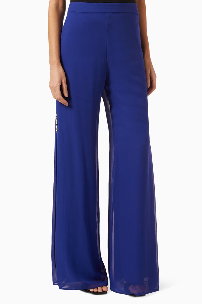 

Wide-leg Pants in Chiffon, Blue