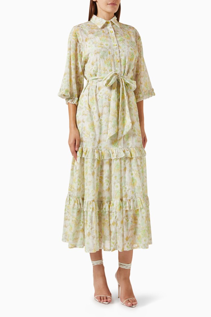 

Floral-print Belted Midi Dress, Undefined