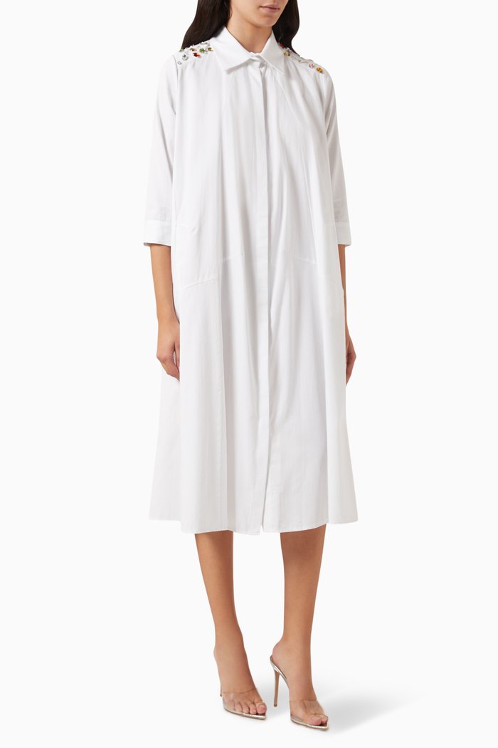 

Crystal-embellished Shirt Dress, White