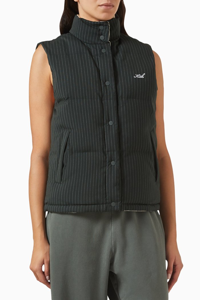 

Lewis Reversible Padded Pinstripe Vest, Green