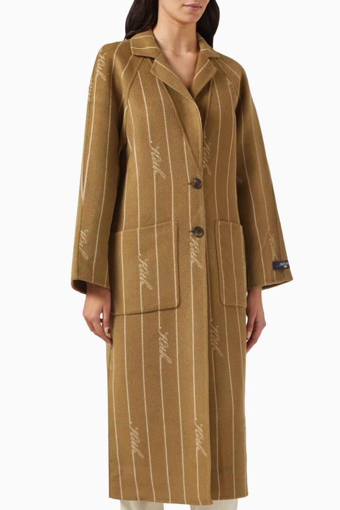 

Rory Logo Pinstripe Coat in Melton-wool Jacquard, Brown