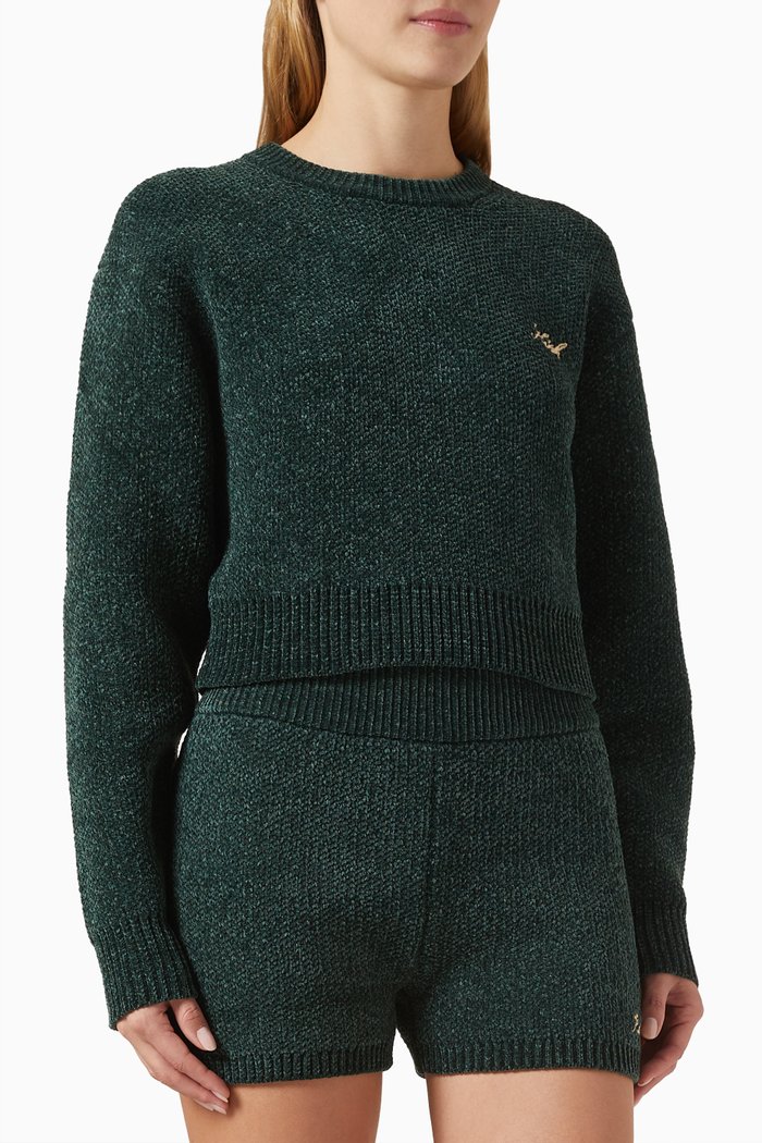 

Mica Cropped Sweater in Chenille, Green