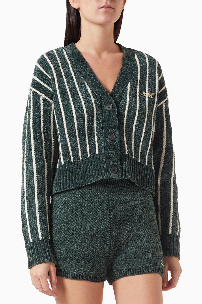 

Effie Cropped Cardigan in Chenille, Green