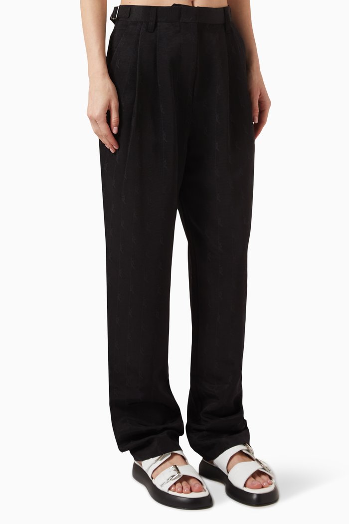 

Aidan Pleated Pants in Logo-jacquard Fabric, Black