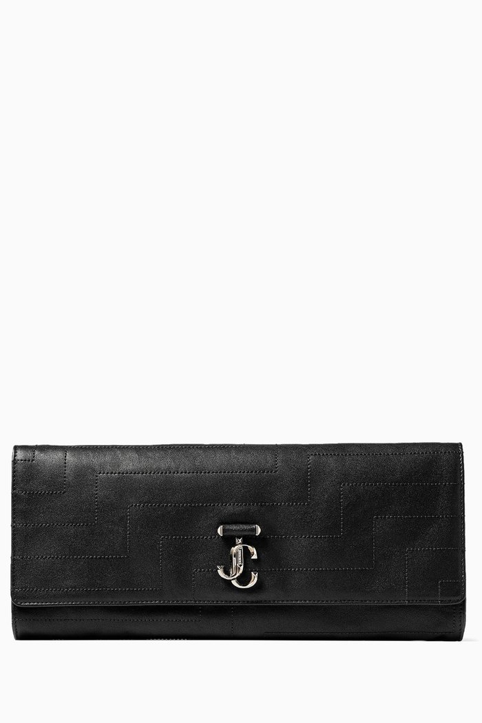 

Avenue Soft Clutch in Biker Leather, Black