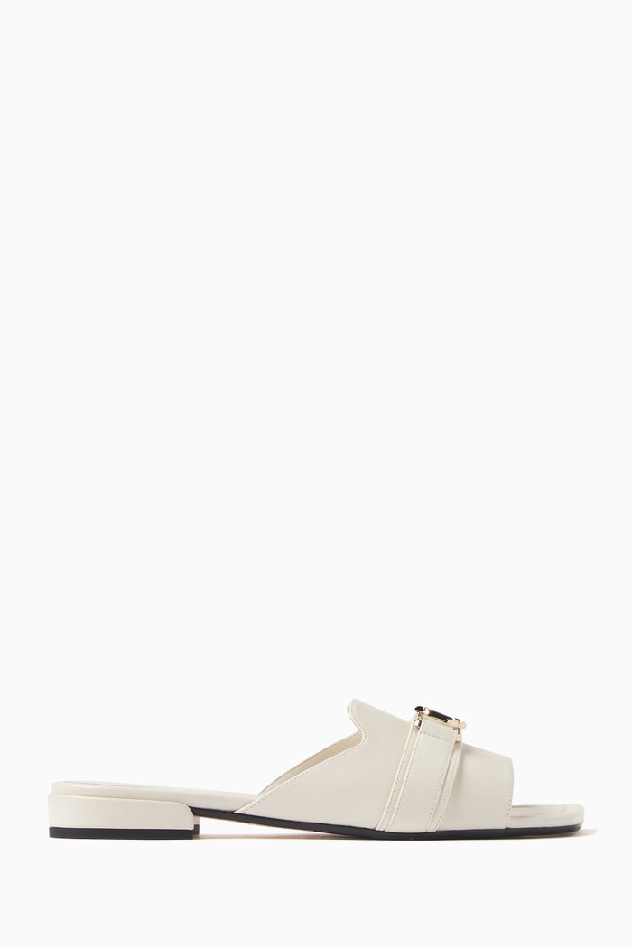 

Nako Flat Slides in Leather, Gold
