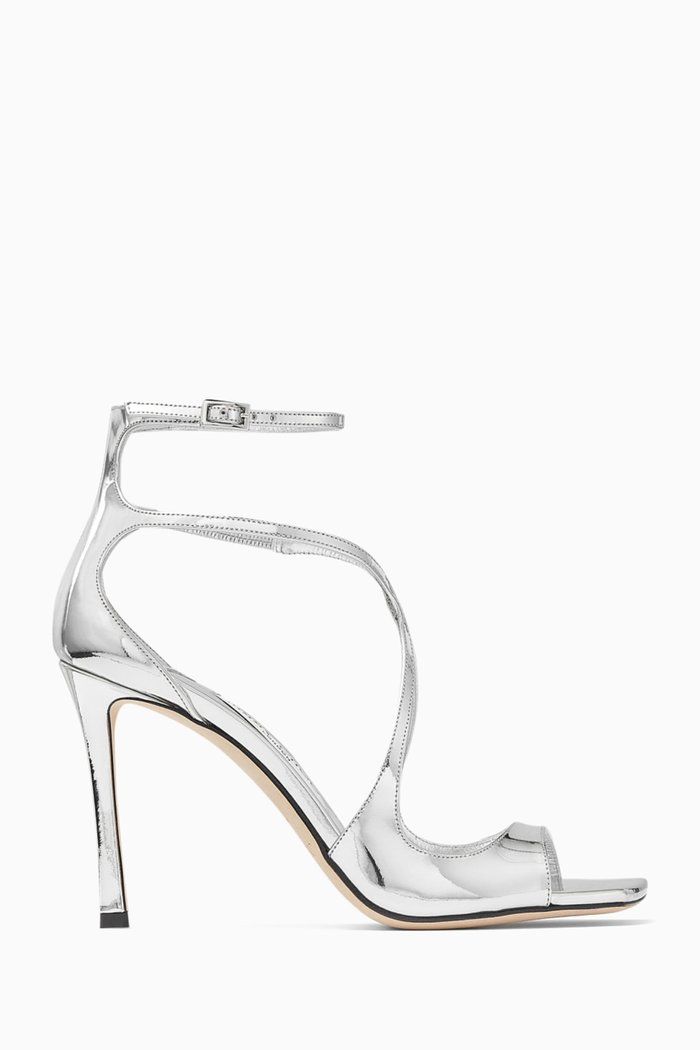 Azia 95 Sandals in Metallic Leather, Silver