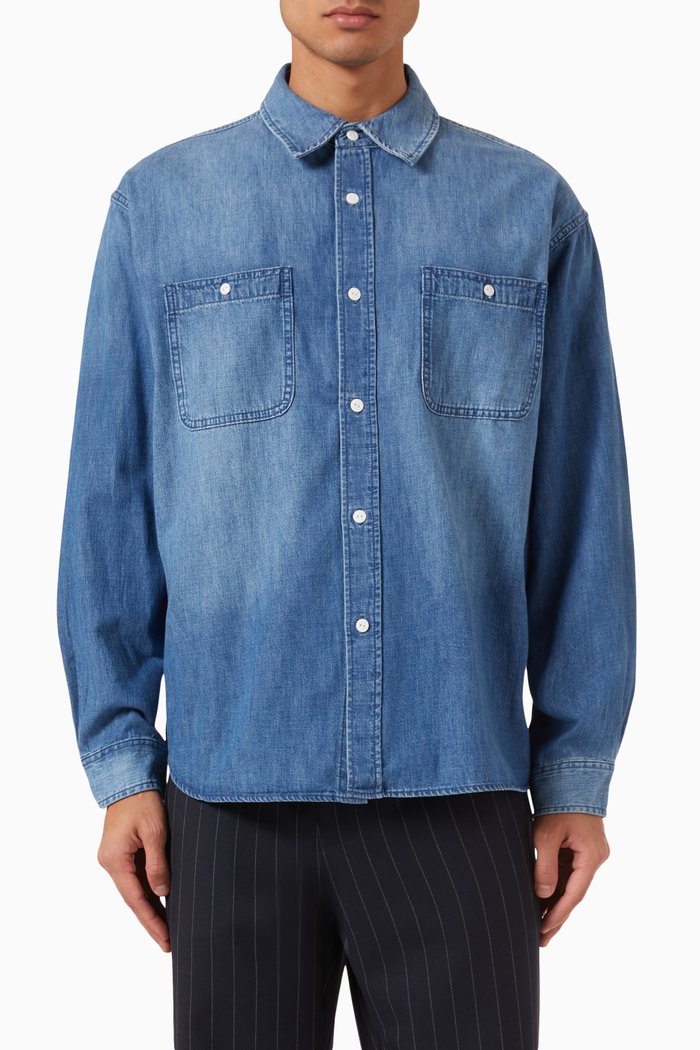 

Apollo Shirt in Cotton Chambray, Blue