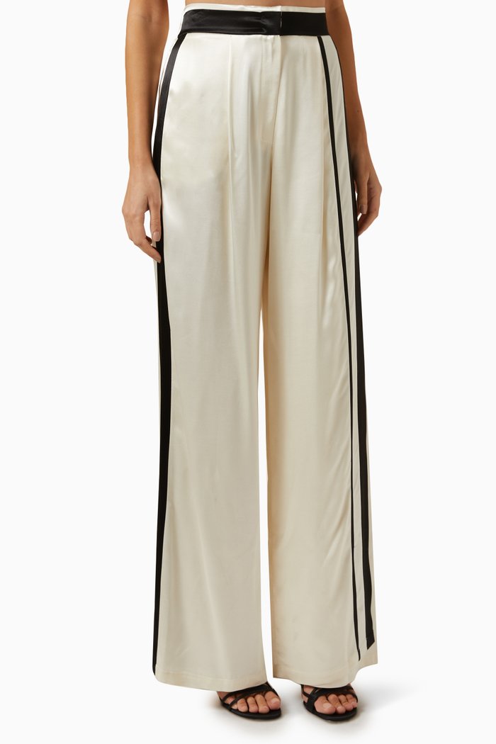 Wide-leg Pants in Satin, Neutral