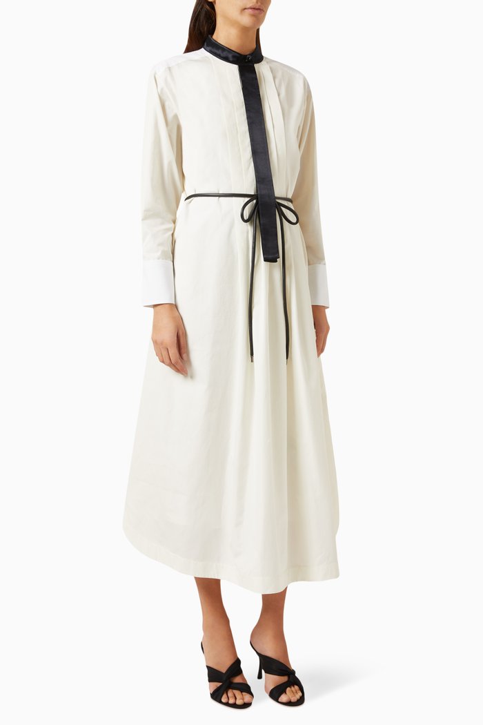 

Cord-belt Midi Dress in Cotton, White