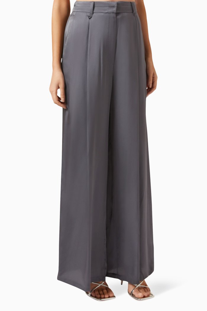 

Pleated Wide-leg Pants in Viscose, Grey