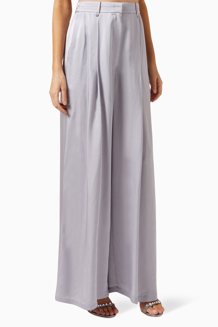 

Pleated Wide-leg Pants in Viscose, Purple