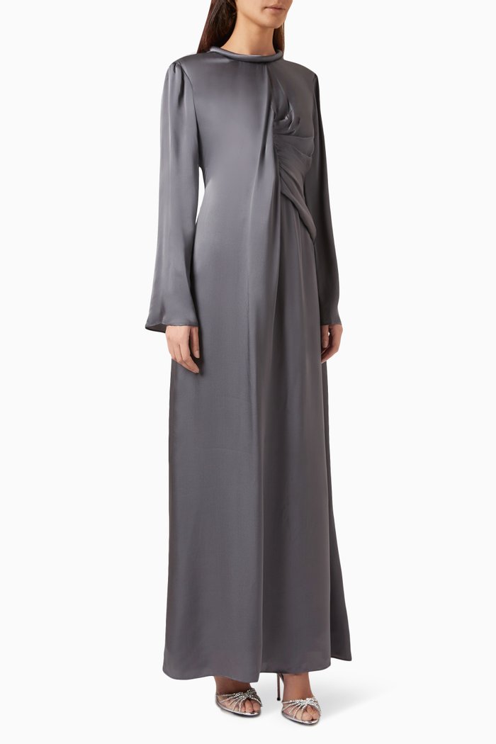 

Magnet-closure Maxi Dress in Viscose, Grey