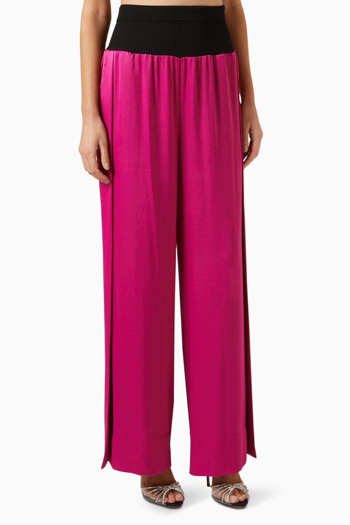 

Wide-leg Pants in Satin, Pink