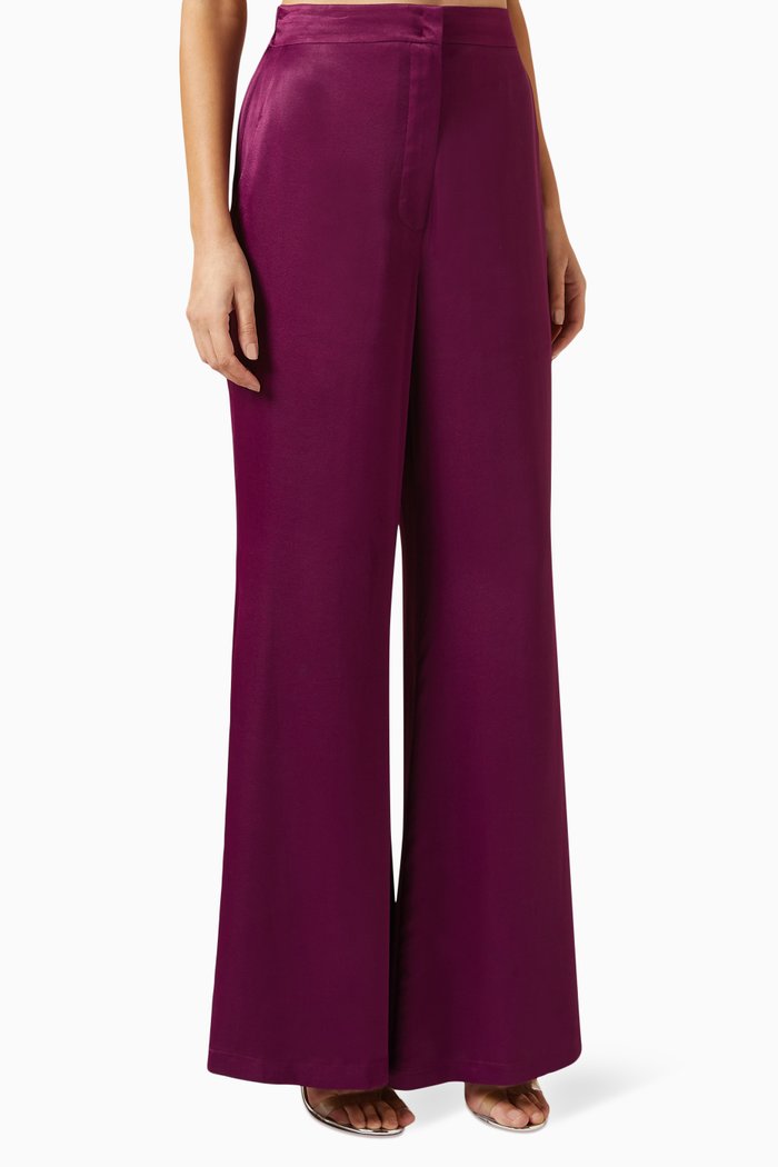 

Wide-leg Pants in Satin, Purple