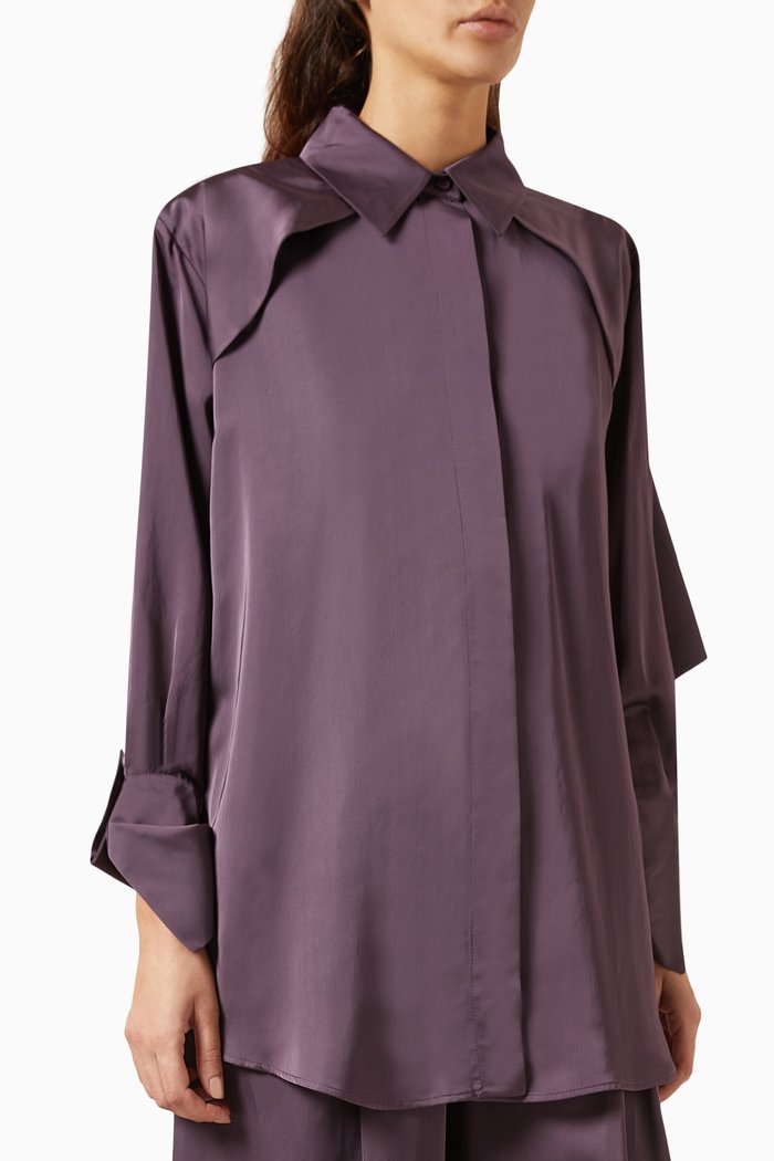 

Oversized Blouse in Satin, Purple