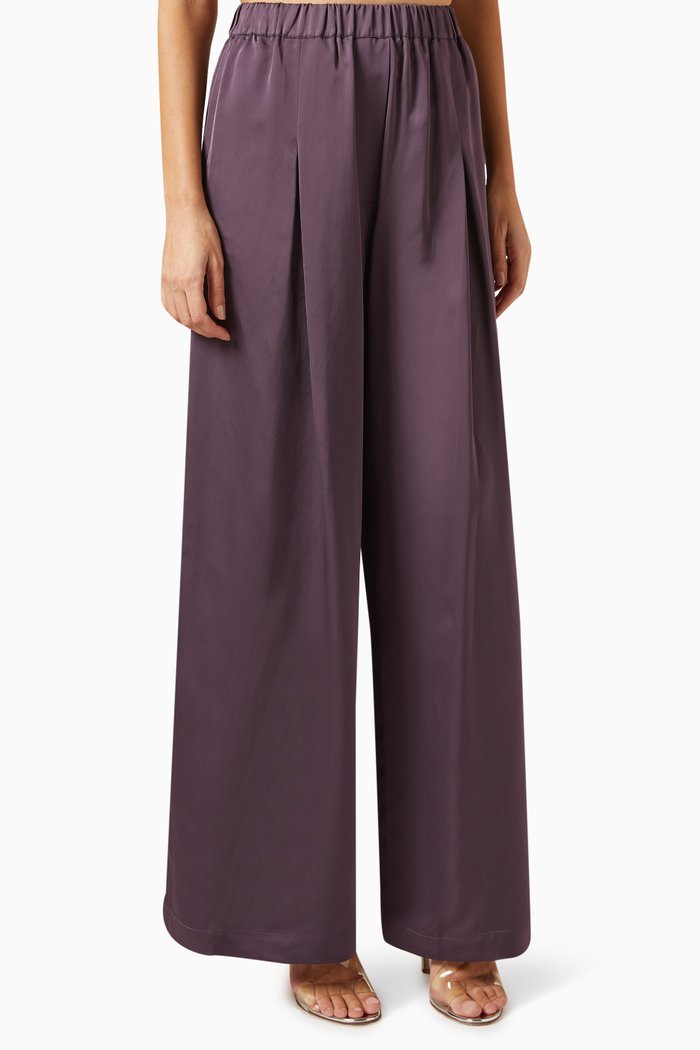 

Wide-leg Pants in Satin, Purple
