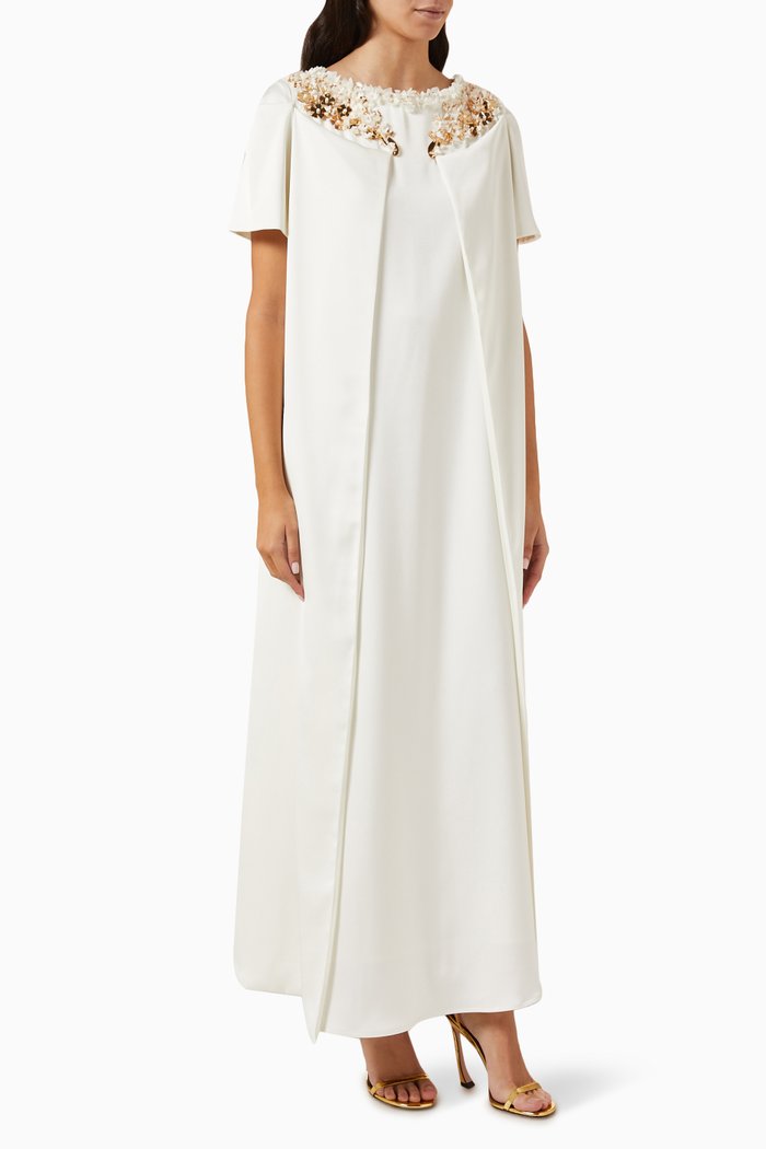 

Floral-embellished Kaftan, White