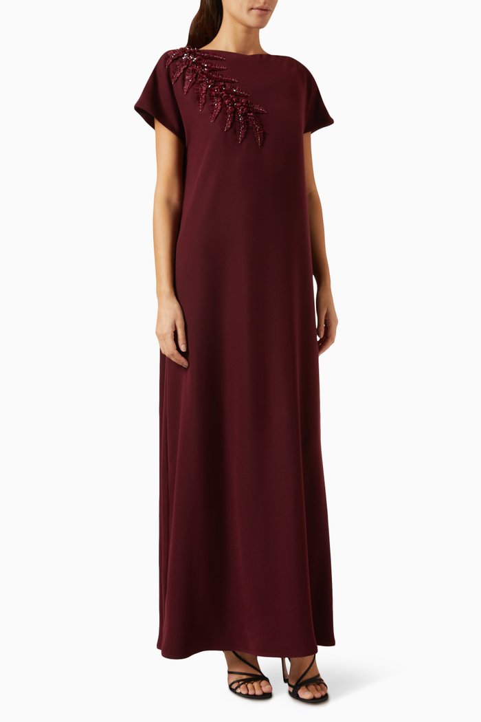 3D Bead-embellished Kaftan, Red