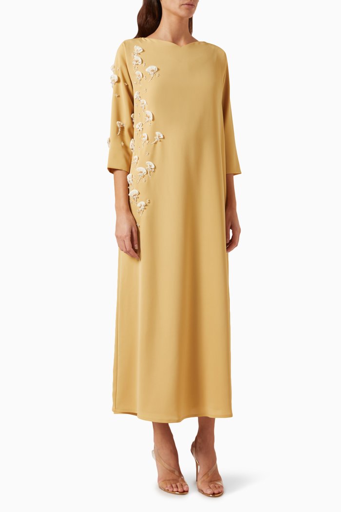 

3D Bead-embellished Kaftan, Yellow