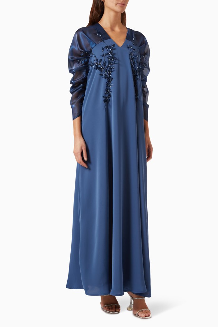 

Floral bead-embellished Kaftan, Blue
