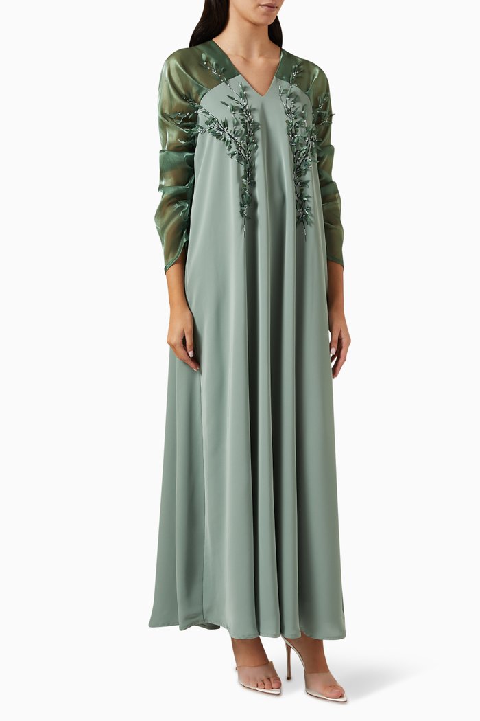 

Floral bead-embellished Kaftan, Green