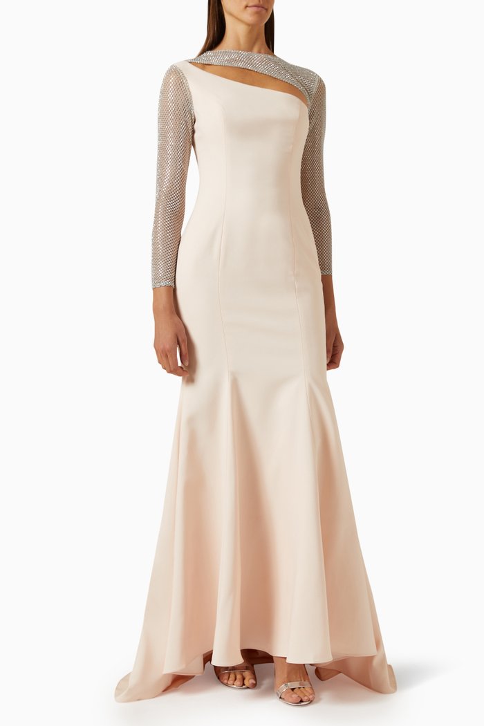 

Cut-out Mermaid Gown in Crepe, Pink