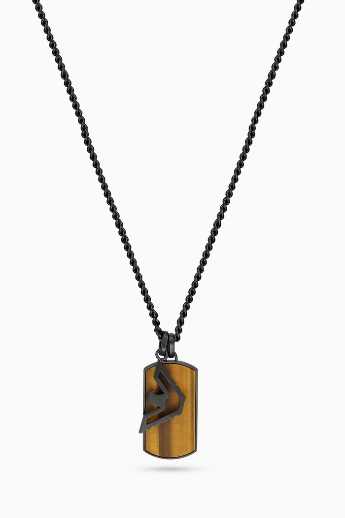 

Iconic Trend Tag Necklace in Stainless Steel, Black