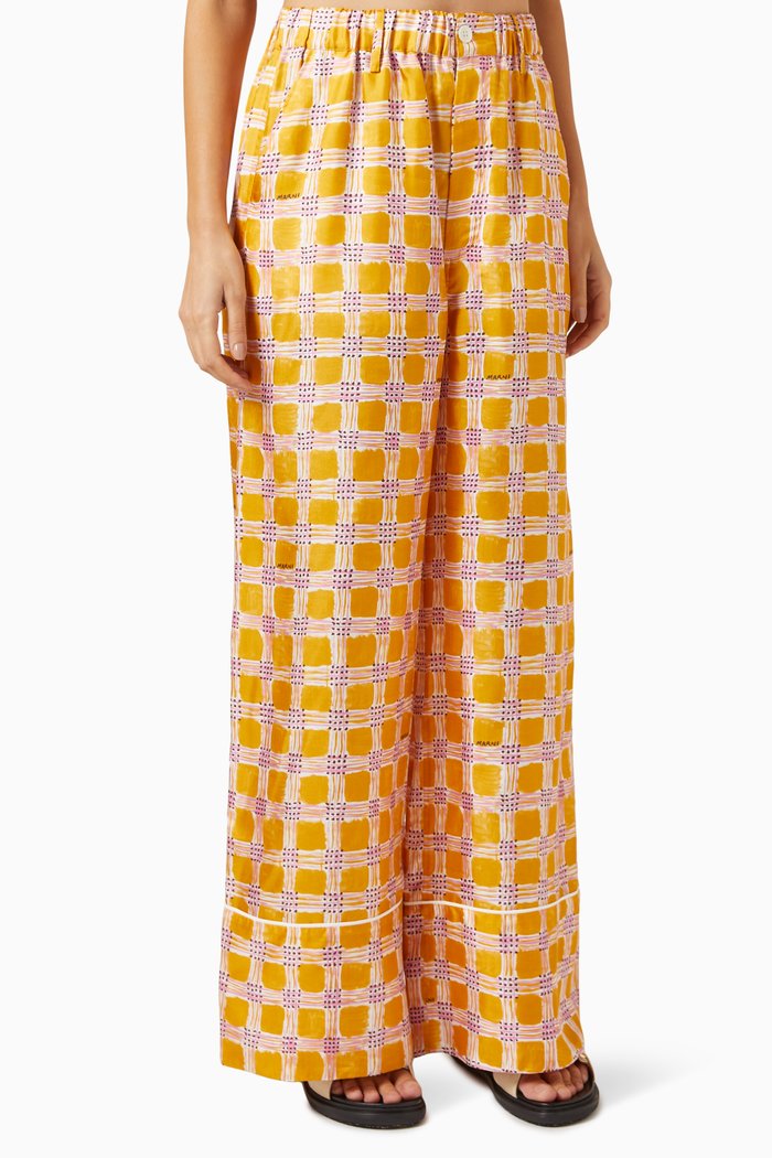 

Maize Check Fields Pants in Silk, Yellow