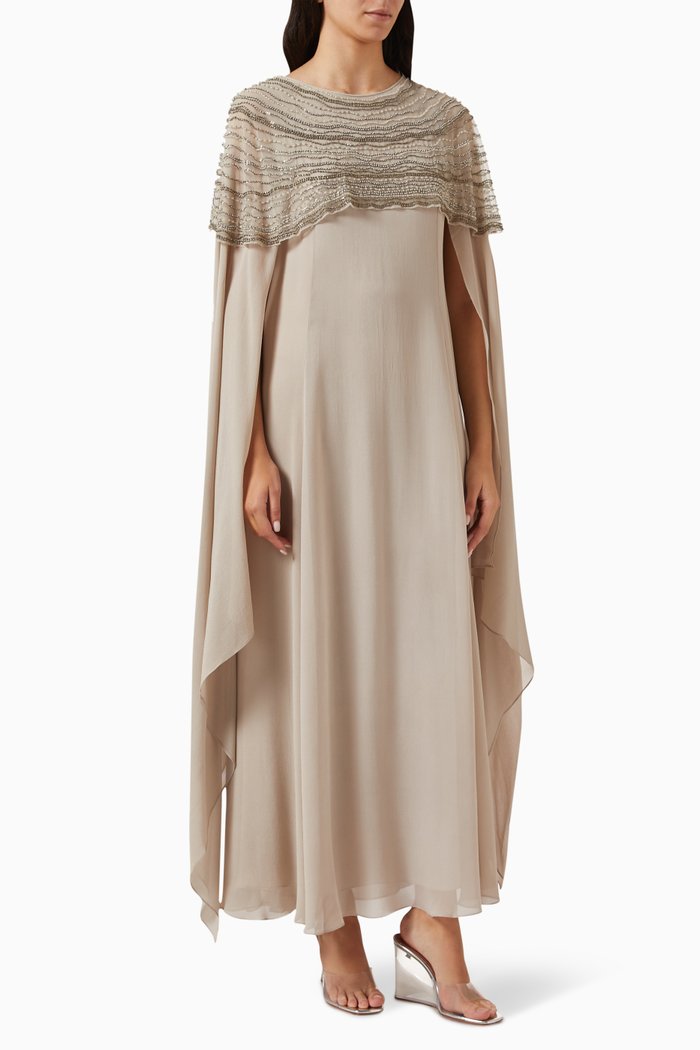 

Cape Overlay Dress, Neutral