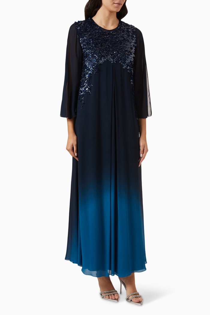 

Embellished Ombré Kaftan, Blue