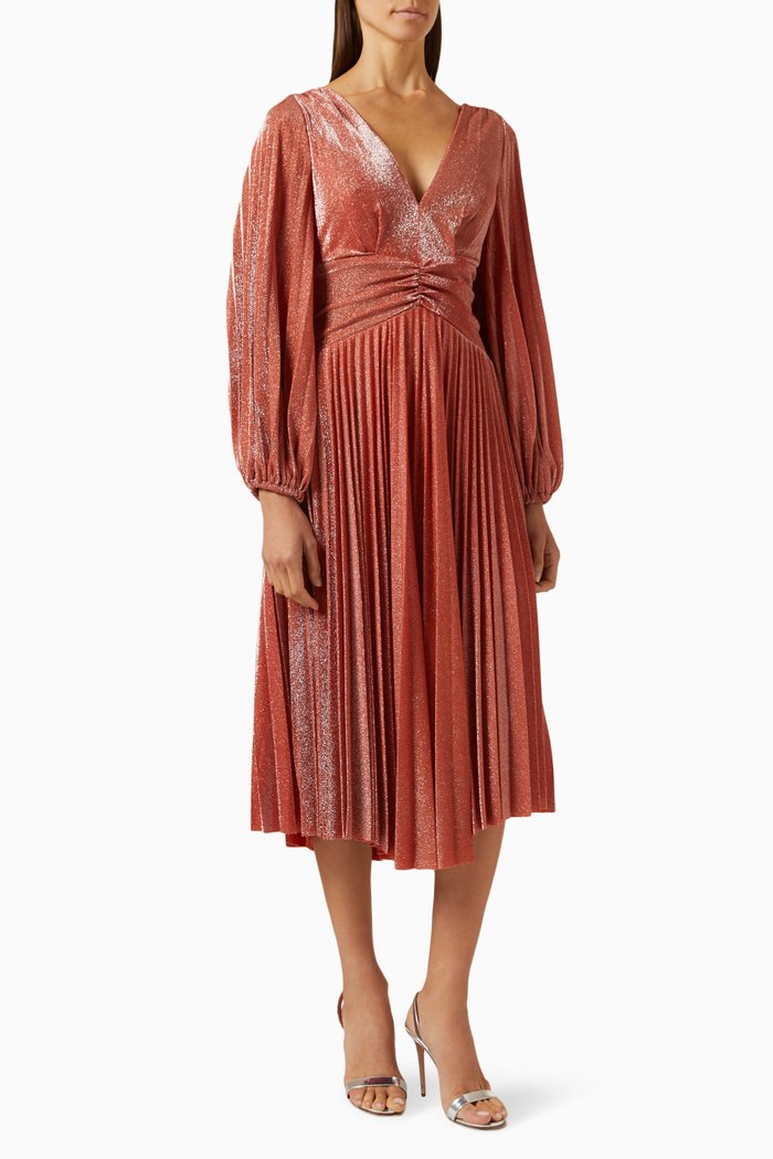 

Cut-out Pleated Dress in Lurex-nylon, Orange