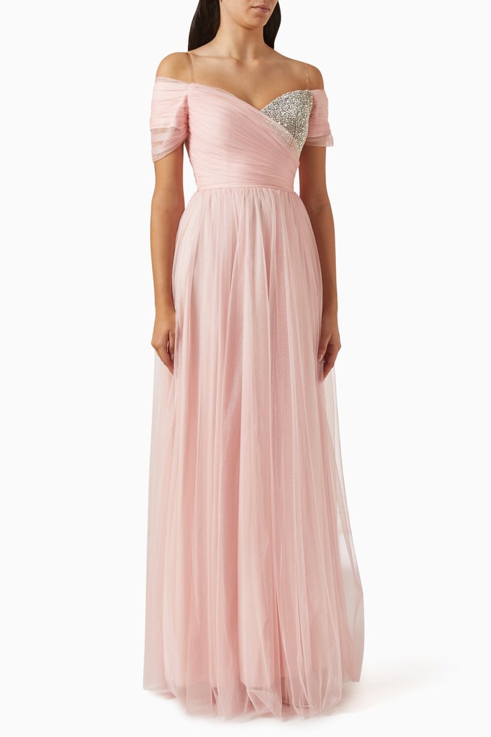 

Crystal-embellished Dress in Tulle, Pink