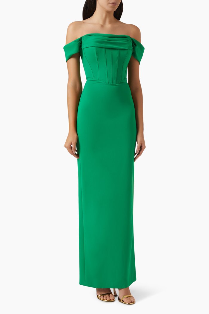 

Corset Off-shoulder Dress, Green