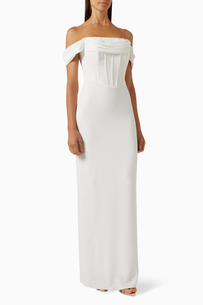 

Corset Off-shoulder Dress, Neutral
