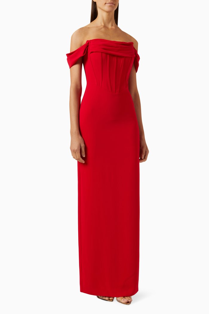 

Corset Off-shoulder Dress, Red