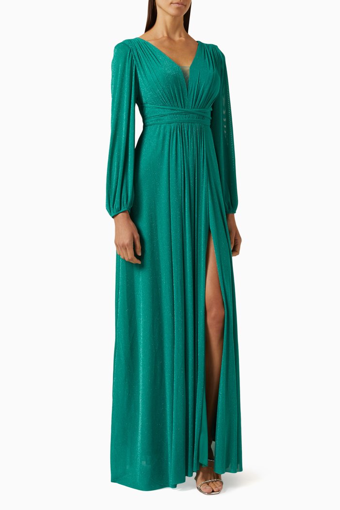 

Long-sleeve Maxi Dress, Green