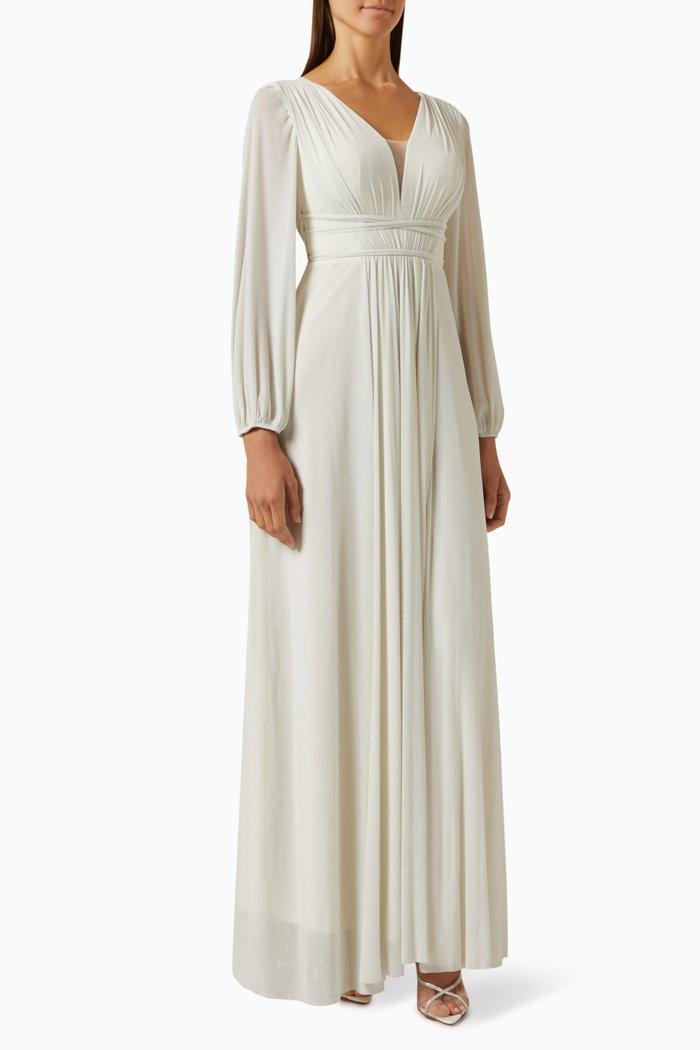 Long-sleeve Maxi Dress, Neutral