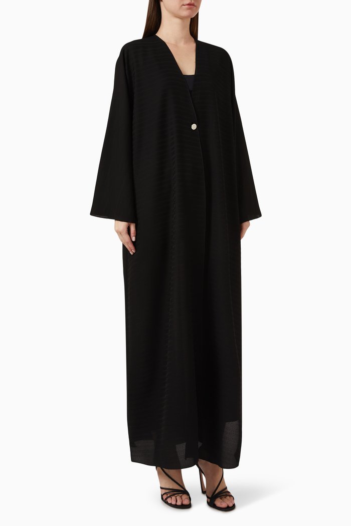 

Loose-cut Linear Abaya in Crepe, Black