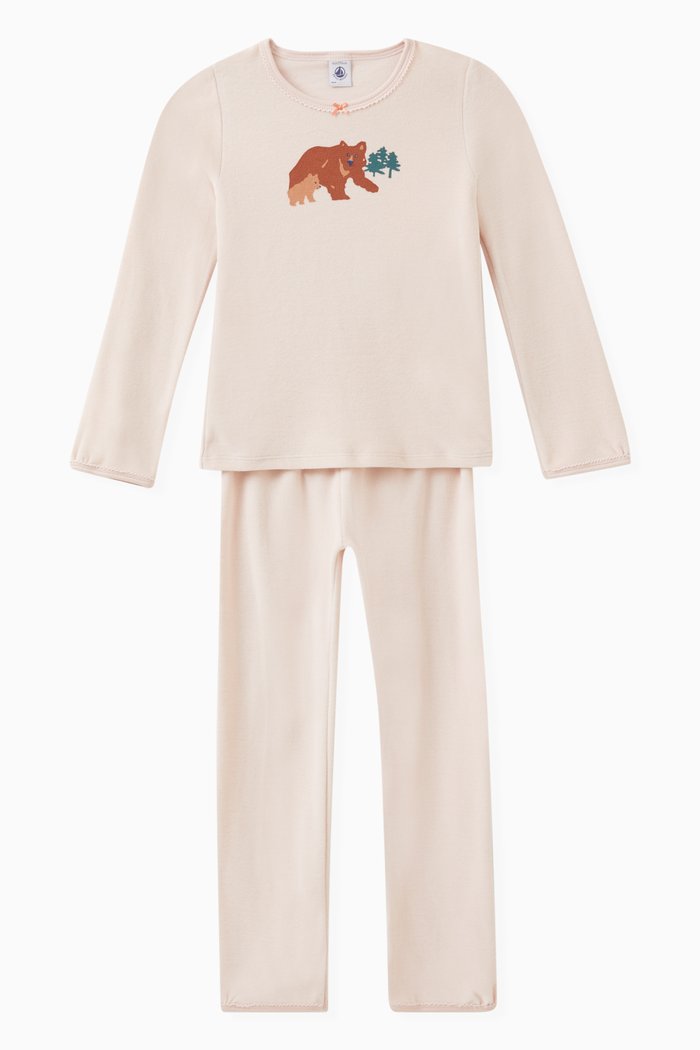 

Bear Print Pyjamas in Velour, Pink